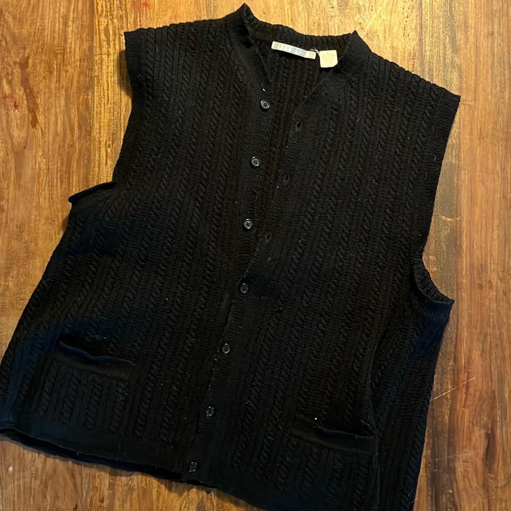 Happily worn Perry Ellis black vest